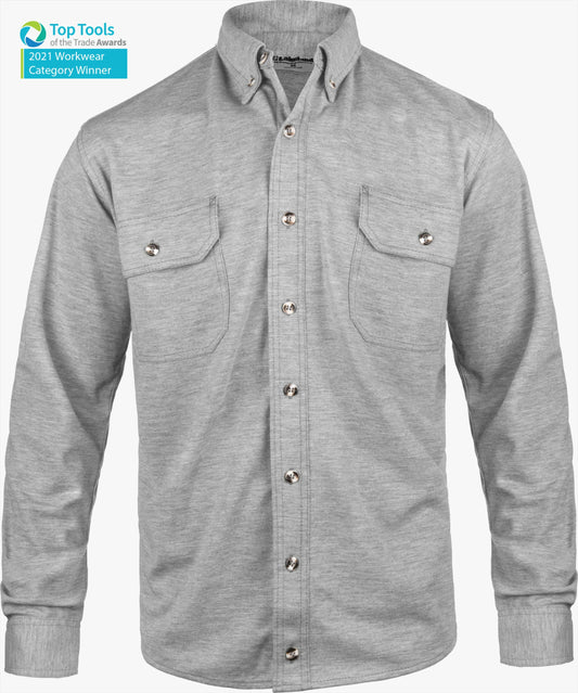 Shirt Knit Button Up - Heather Grey